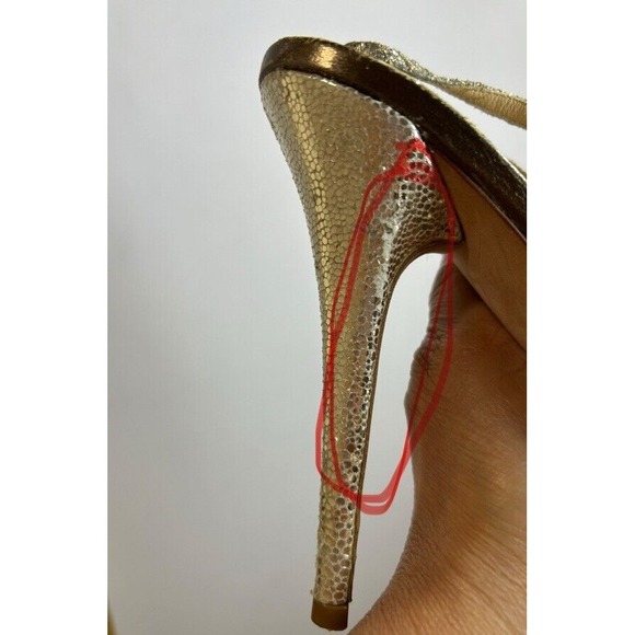 Jimmy Choo Gold‎ Glitter Nova /247 Clue Peep Toe Slingback Sandals 40.5 - Picture 12 of 13